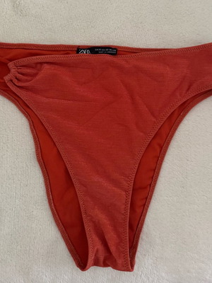 ZARA high-waisted bikini slip with shimmer like new, red orange