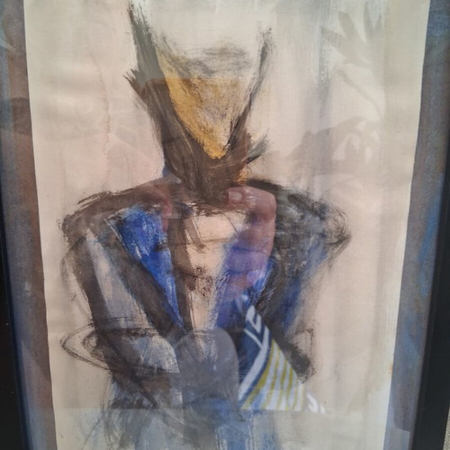Painting "Portrait" 20×26cm, like new, expressionism, framed, signed