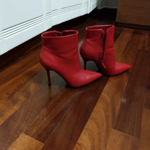 Zara red ankle boots 10cm heel, new