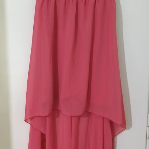 Benissimo asymmetrical coral dress with lace like new