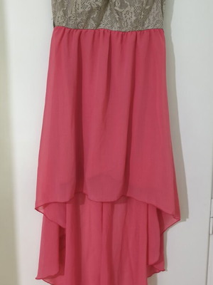 Benissimo asymmetrical coral dress with lace like new