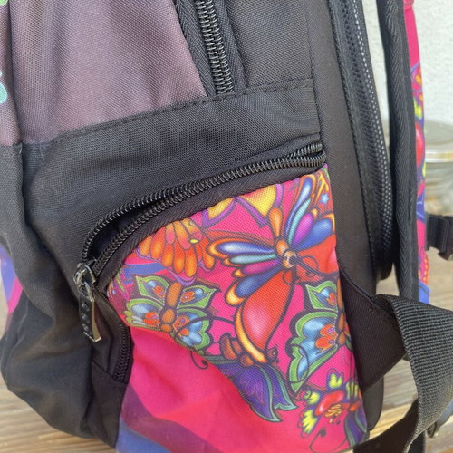 Polo Pop school backpack and double fabric pencil case set, butterfly design