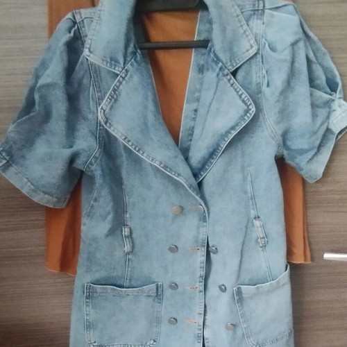 Denim dress like new with open back and front buttons