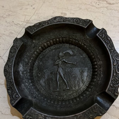 Bronze ashtray used, souvenir from Knossos