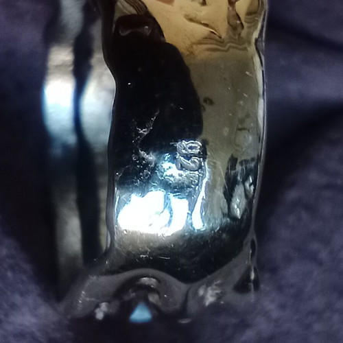925 silver ring with multicolor dichroic glass, handmade, size 57
