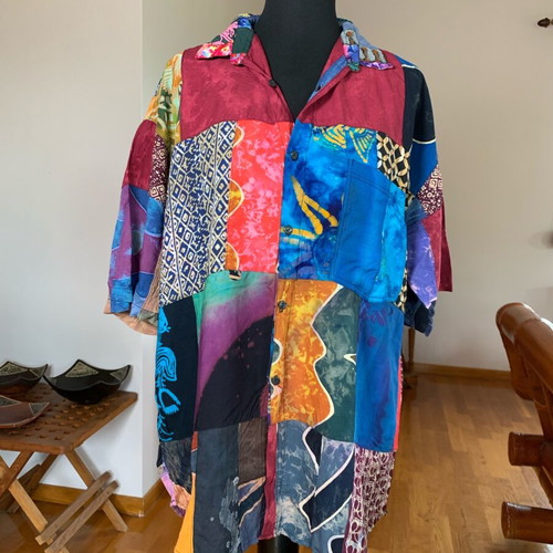 Patchwork vintage unisex shirt made of 100% viscose new