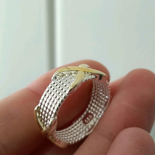 Women's two-tone 925 silver plated gold ring new size 18.5