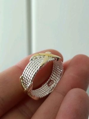 Women's two-tone 925 silver plated gold ring new size 18.5