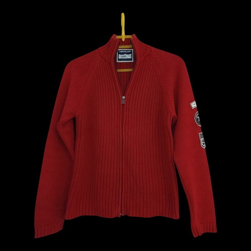 Timberland red zip-up sweater, size S