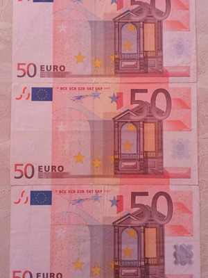 50 ευρώ ελληνικά χαρτονομίσματα 2002 σαν καινούργια με κωδικούς G13, N001, G14