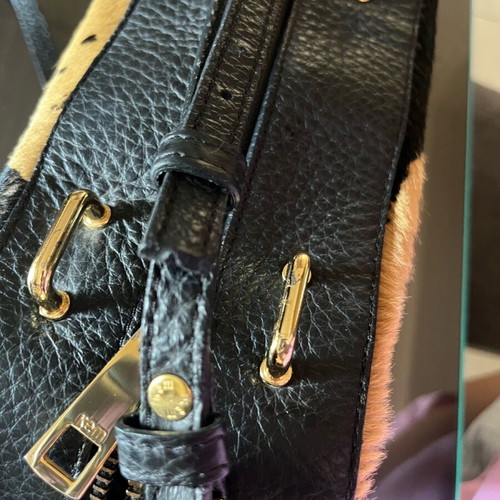 Kem leather crossbody bag used with animal print effect