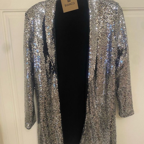Silver jacket with sequins new, long