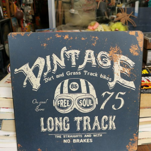 Metal Vintage Motorcycle Sign used, retro dirt and grass track design