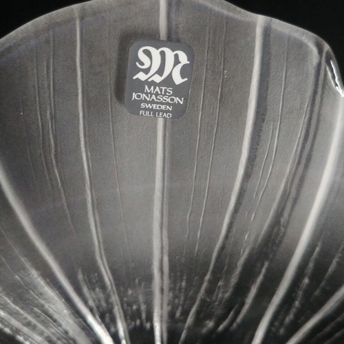 Maleras Wind Flower pair of lead crystal bowls Mats Jonasson Sweden 80s new