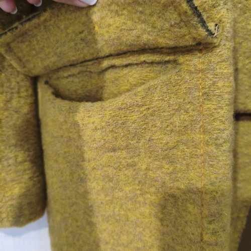 Wool coat size 42 medium mustard yellow with handmade lining like new