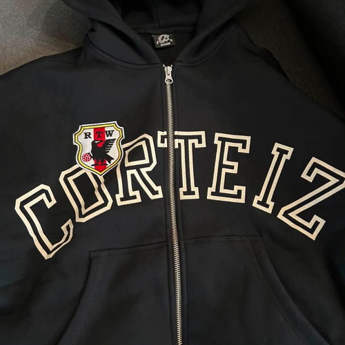 Corteiz zipper hoodie, black, size M