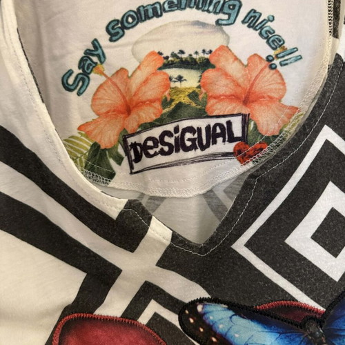 Desigual women's asymmetrical sleeveless floral blouse tunic size S like new