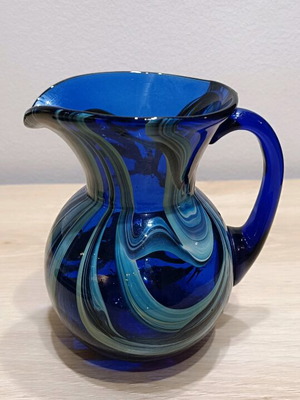 Murano glass pitcher like new, colorful with swirling style