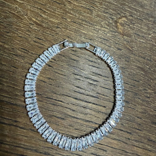 Bracelet with white zircon, new, stainless steel