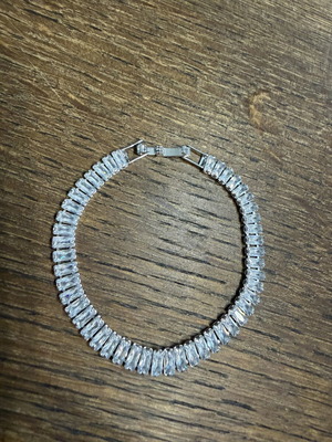 Bracelet with white zircon, new, stainless steel