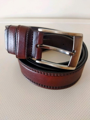 Leader leather belt like new, dark burgundy 115 cm