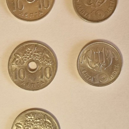 10 Drachma Coins 10 Lepta used, set of 7 pieces
