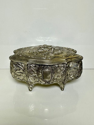 Silver Plated Jewelry Box used, Baroque Victorian Style