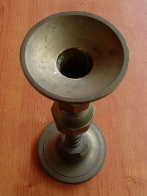 Vintage metal candlestick used, heavy and decorative