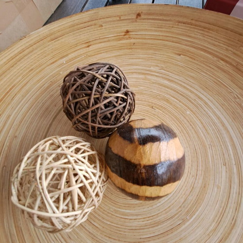 Decorative balls, one wooden, like new condition