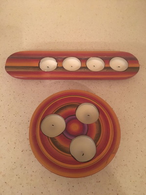 Ξύλινα κηροπήγια μεταχειρισμένα, σετ 2