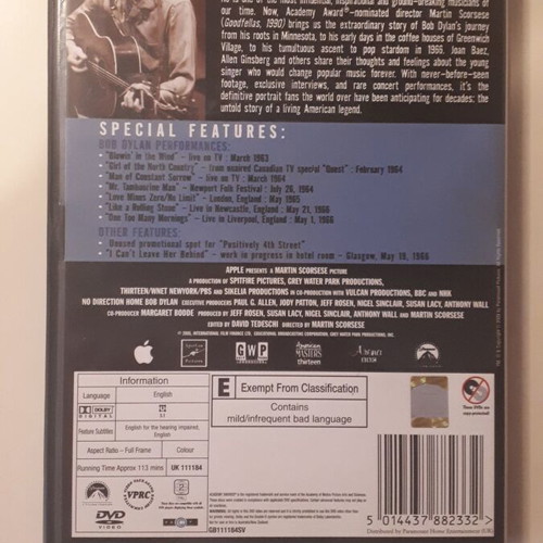 No Direction Home Bob Dylan DVD like new, 2-disc set