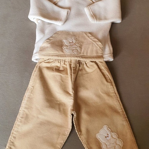 Unisex Baby Set Size 2 80cm 12-18 Months Corduroy Pants with Fleece Shirt New