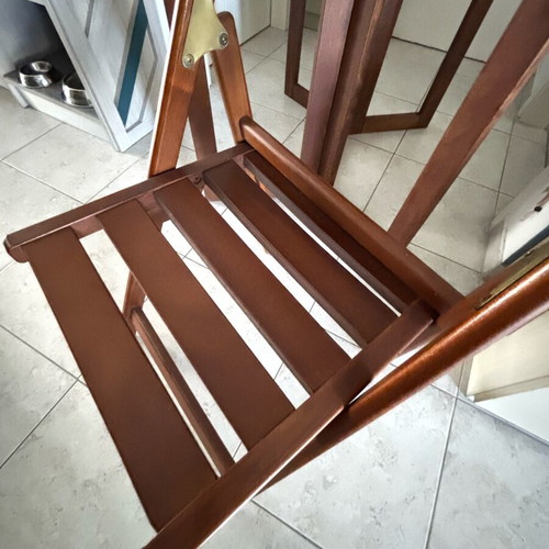 Wooden Folding Dining Table with 4 Folding Chairs Smart Space like new