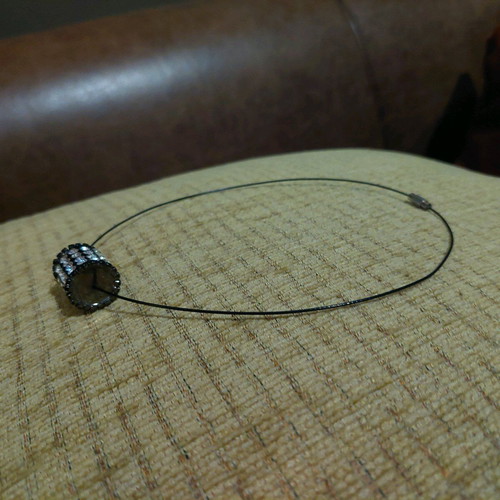 Tsoker necklace black cylinder with Swarovski like new