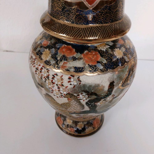 Jar used 36 cm with cross signed Satsuma