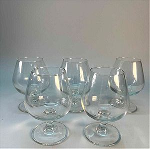 Vintage σετ 5 γυάλινα ποτήρια κονιάκ 12x6