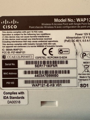 Cisco WAP121 Access Point used, functional