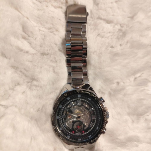 Winner men's mechanical watch used, black and silver
