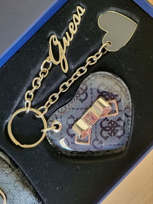 Guess coin purse and charm new, gray with gold