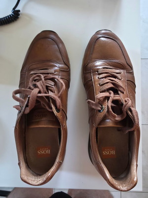 Boss Orange leather men's sneakers size 41, like new, brown