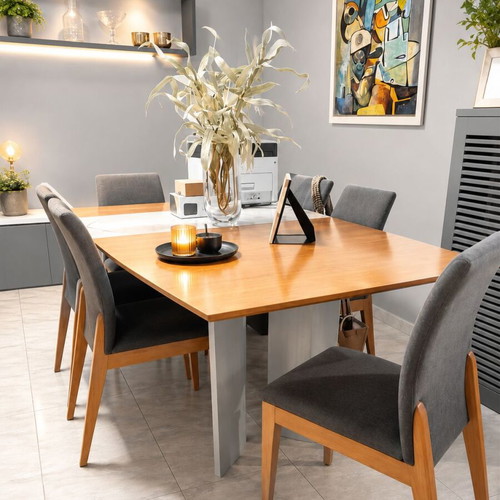Solid wood dining table designed by Eleni Natsi