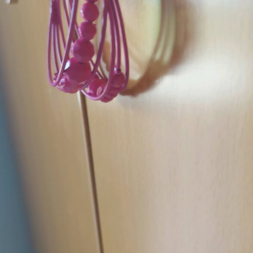 Triple hoop earrings like new, pink
