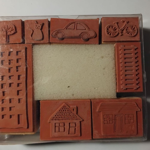Wooden stamps set new with handle