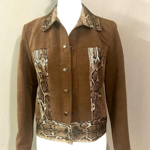 Leopard suede women's jacket used, size medium, brown