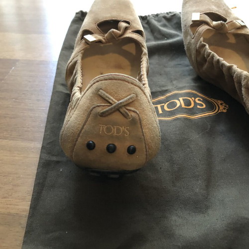 Tod's camel suede ballerina flats size 38.5