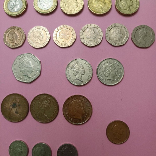 Collectible British coins used, pack of 21 pieces (1971-2017)