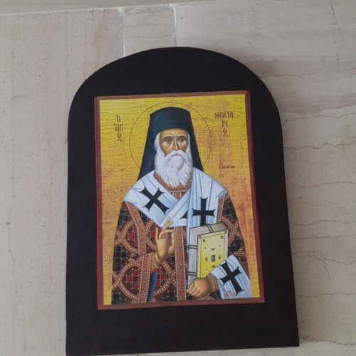 Wooden Icon of St. Nektarios new, 39×28 cm, decoupage technique