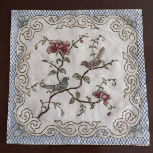 Handmade Embroidered Decorative Silk Table Linen 46x46 cm