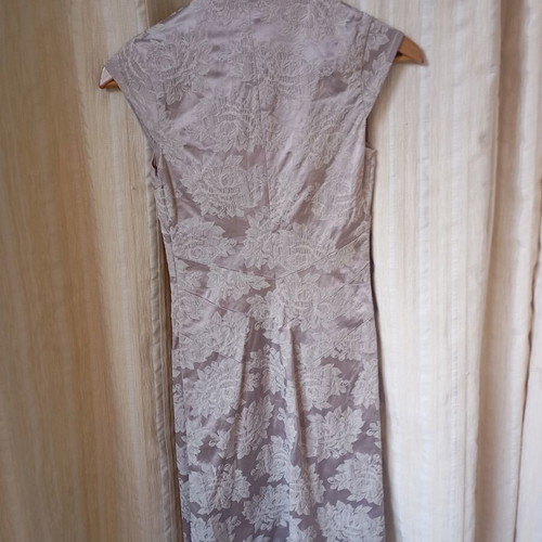 Karen Millen official dress brocade beige and purple like new