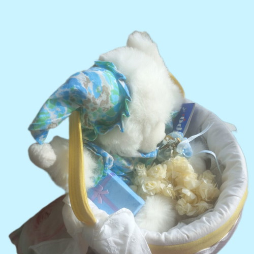 HRA Baptism Gift Basket with Teddy Bear New